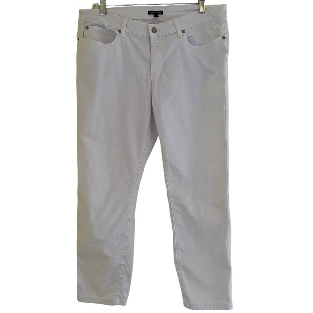 Eileen Fisher White 5 Pocket Stretch Cotton Sriaght Leg Jean 14